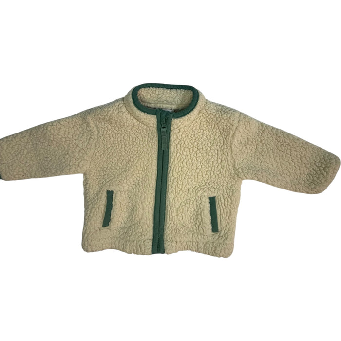 0-3M Cat & Jack Cream and Green Zipper Jacket GUC