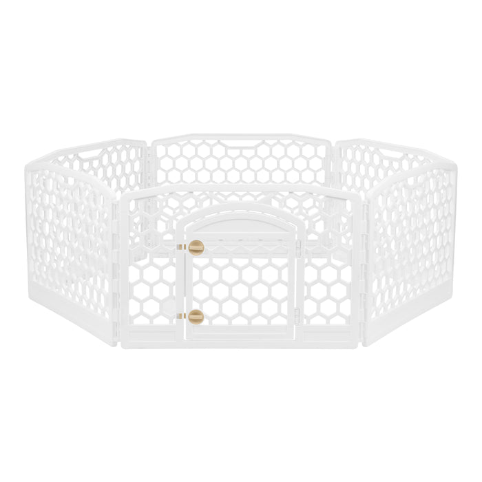 24-inch Exercise Pet Playpen with Door, White - IRIS USA