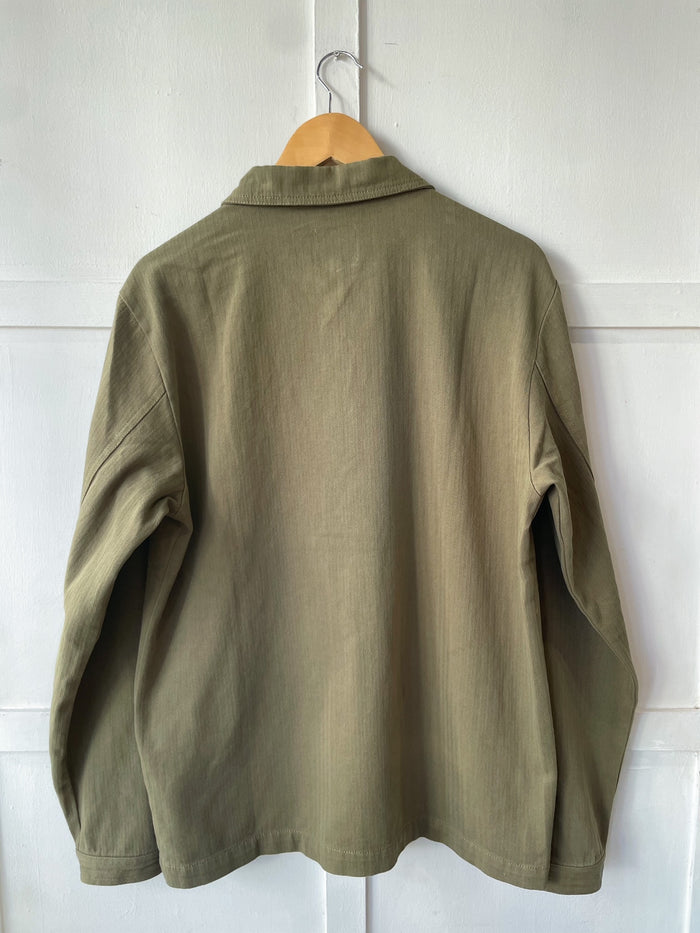 60s Style Herringbone Chore Jacket Army Green