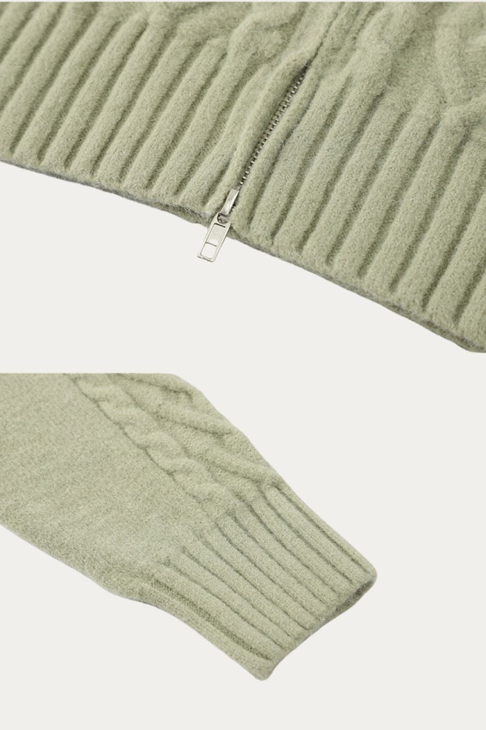 Berenice Cable Knit Zip Up Sweater - DAStyle