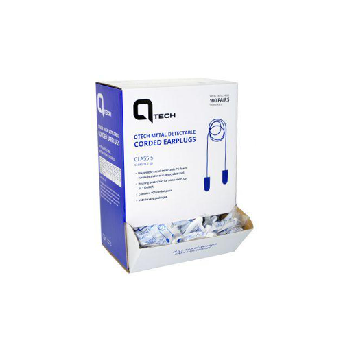 Blue Metal Detectable Corded Earplugs | Box of 100