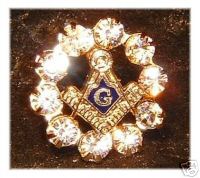 D210 Lapel Pin Rhinestone Square & Compass