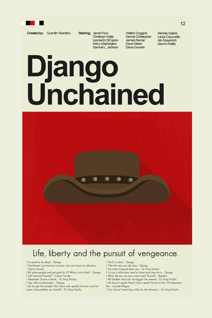 Django Unchained Inspired Mid-Century Modern Print | 12"x18" or 18"x24" Print only