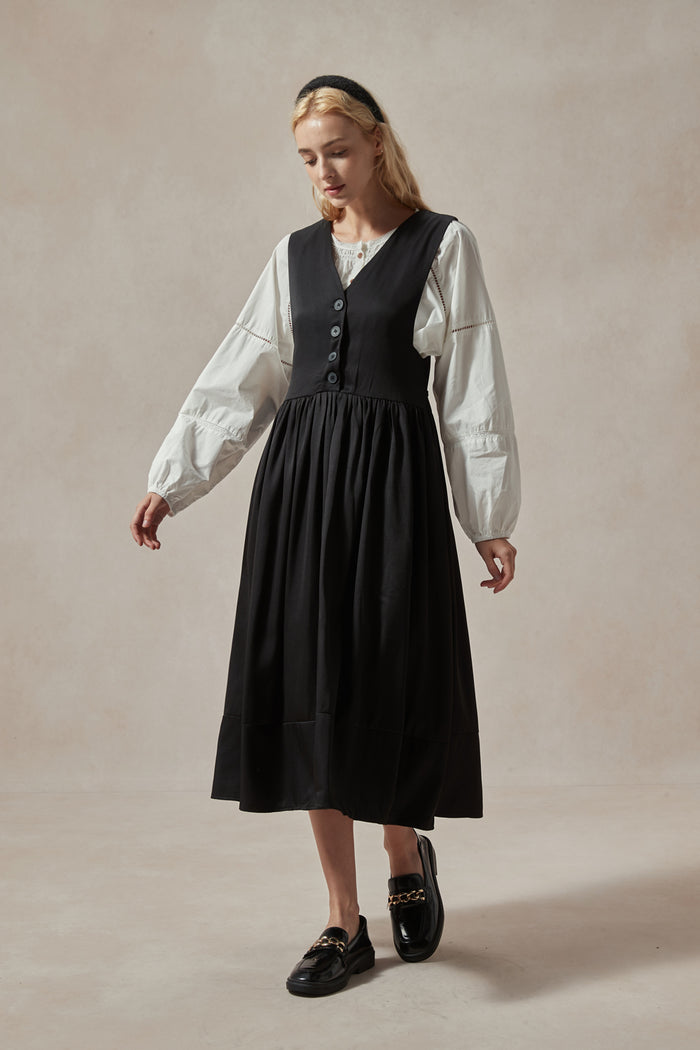 Eliana Black Pinafore Dress