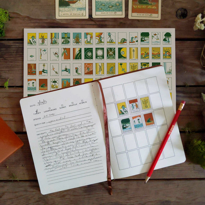 Green Glyphs Divination Diary - Tarot Journal - Oracle Reading Log - - Journal