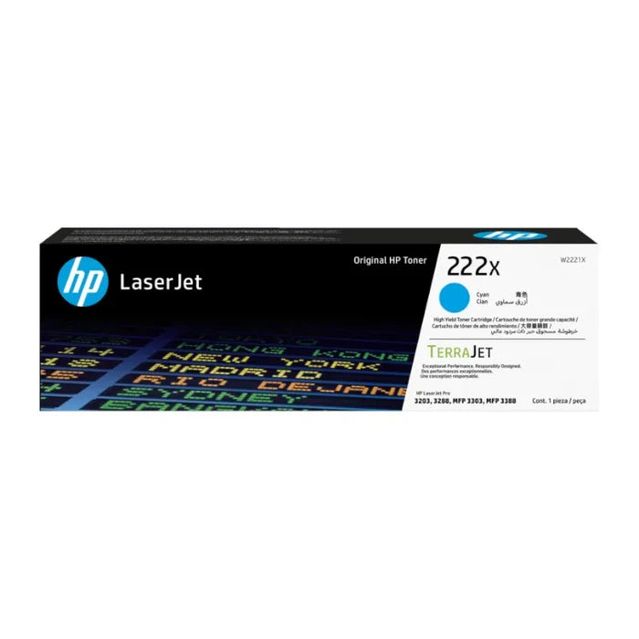 HP 222X High Yield Cyan Original Toner - W2221X