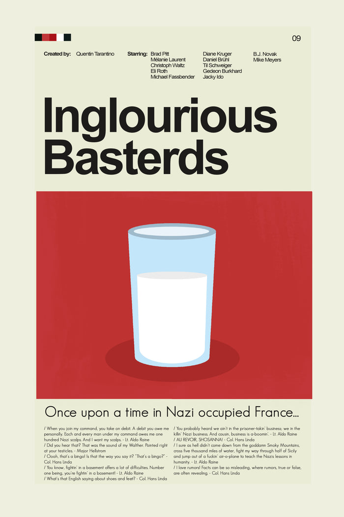 Inglourious Basterds Inspired Mid-Century Modern Print | 12"x18" or 18"x24" Print only