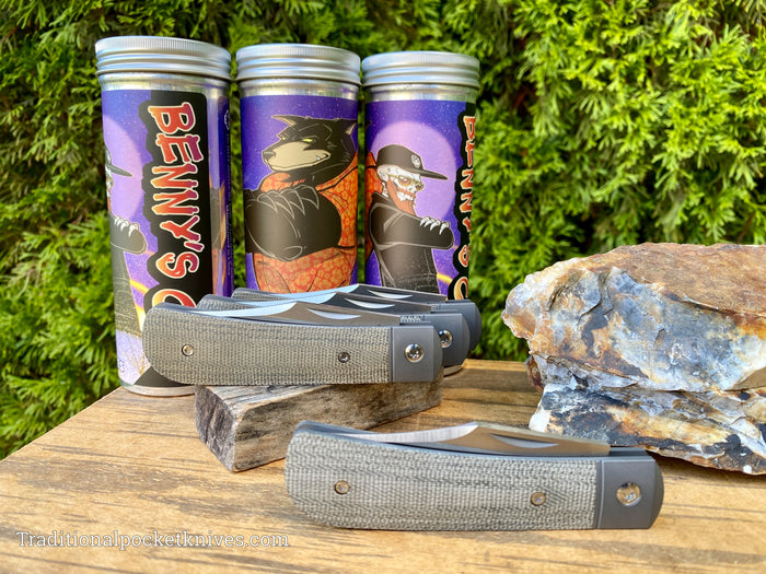 Jack Wolf Knives Benny's Clip OD Green Canvas Micarta