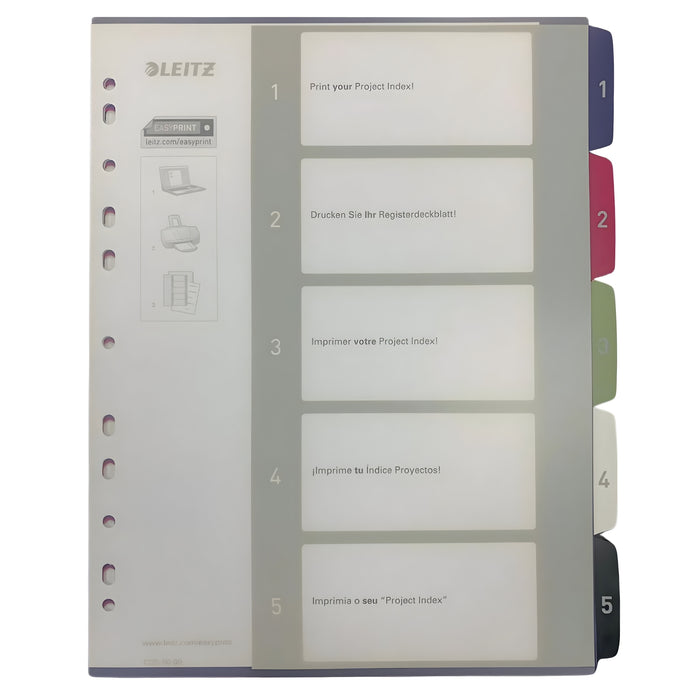 Leitz Style PP Printed Index, 1–5 Tabs