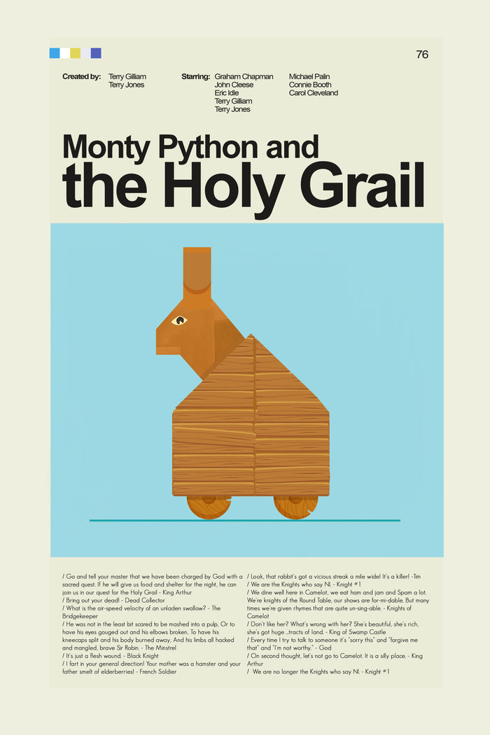Monty Python and the Holy Grail Mid-Century Modern Print | 12"x18" or 18"x24" Print only
