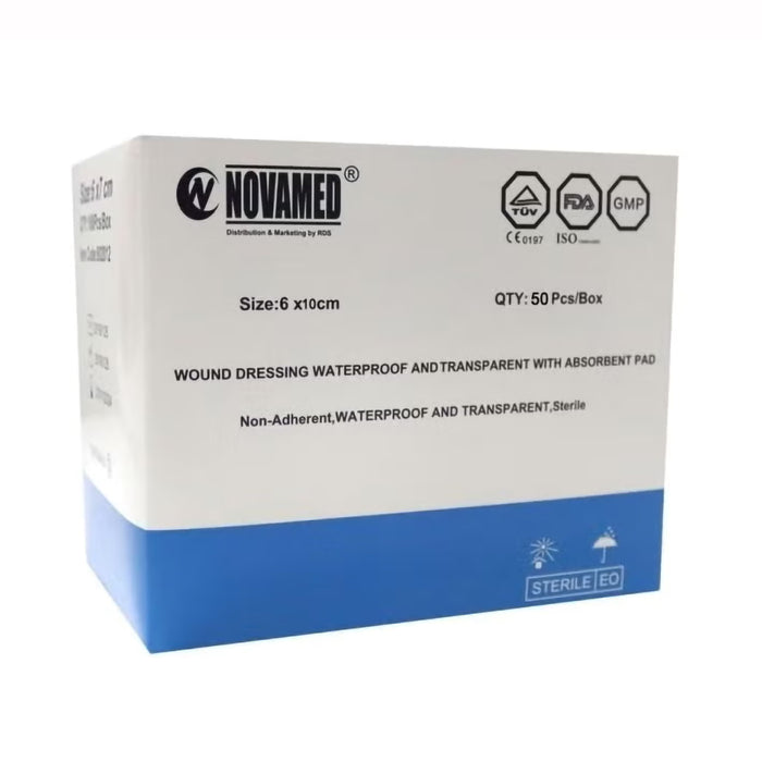 Novamed Transparent Waterproof Bandage 9 x 10 cm - Pack of 50s, Medical Tape & Bandages