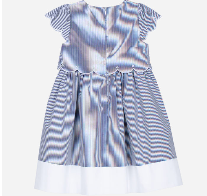 PATACHOU navy blue dress with striped print