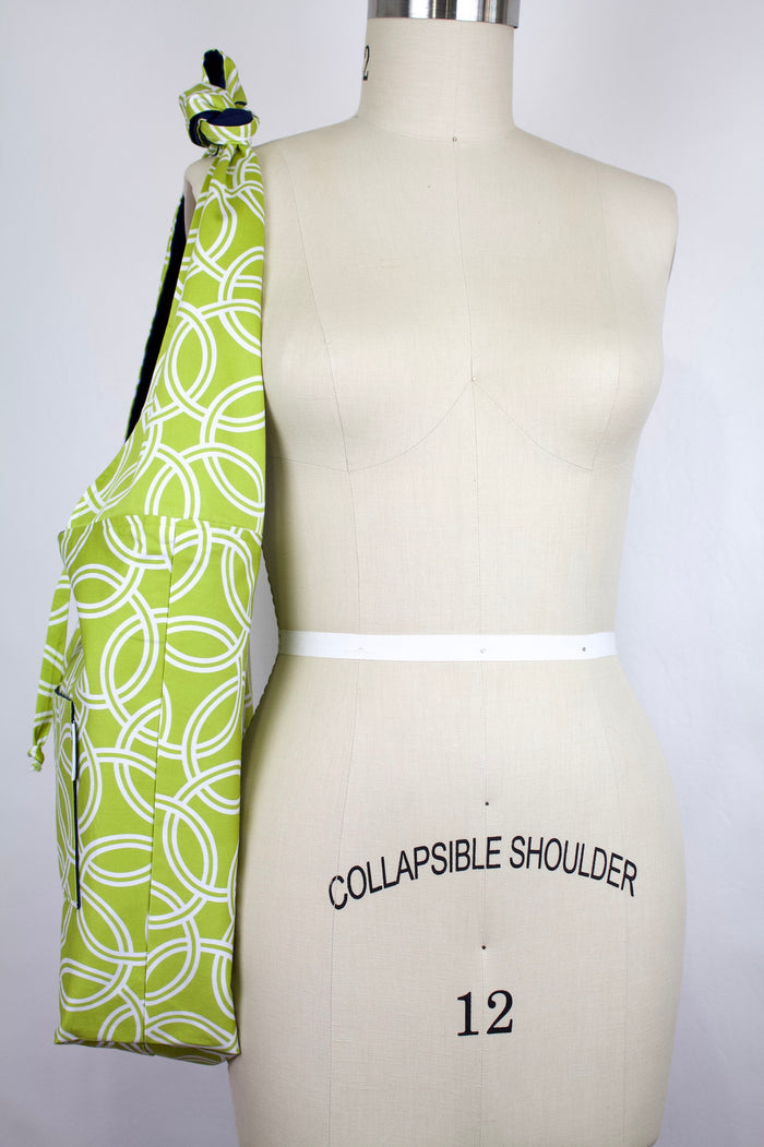 Reversible Crossbody Gathering Bag in Celery Green / Navy