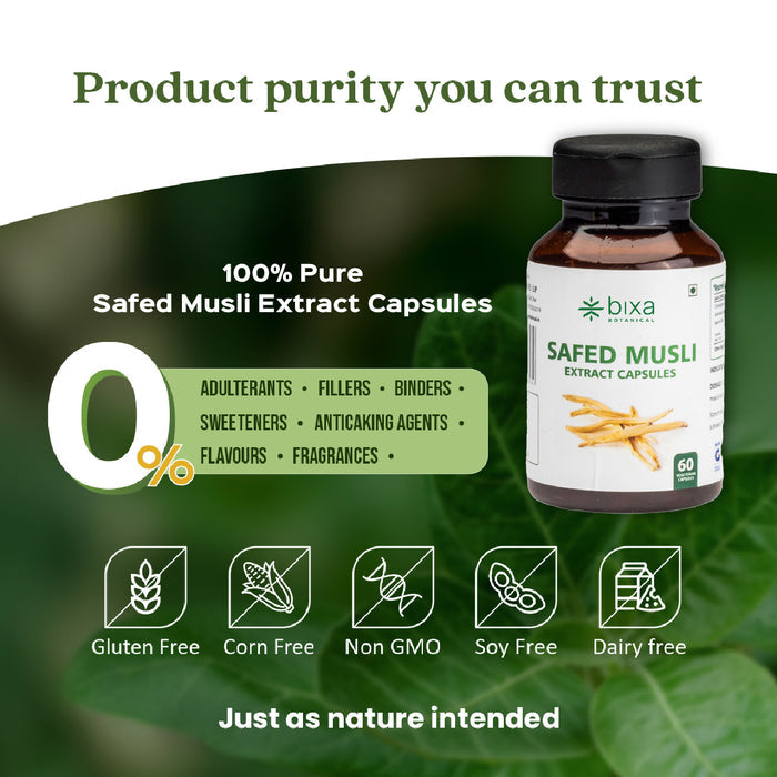 Safed Musli Extract 60 Veg Capsules (450mg) 30% Saponin