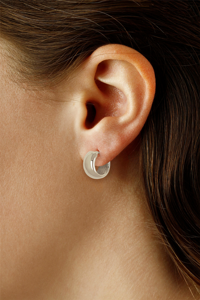 Sterling Silver 15Mm Plain Band Hoop Earrings
