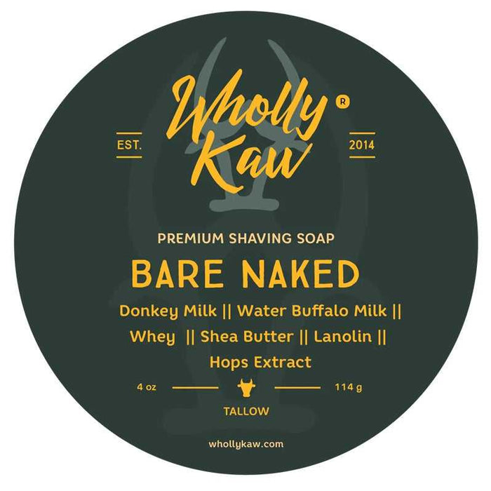 Wholly Kaw Bare Naked Tallow Shaving Soap label
