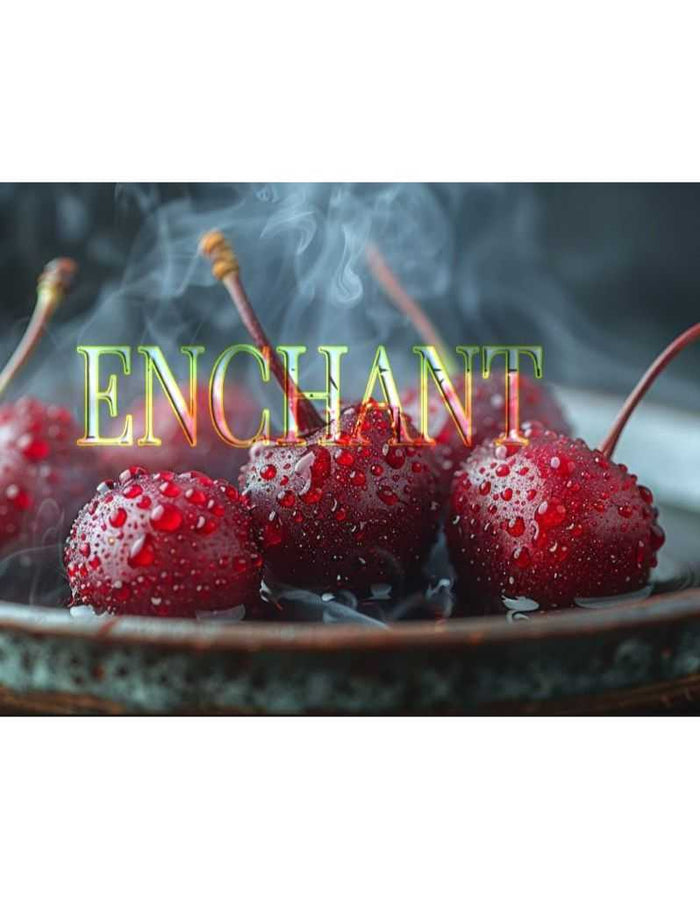 Cherries with steam and dew for Enchant product branding