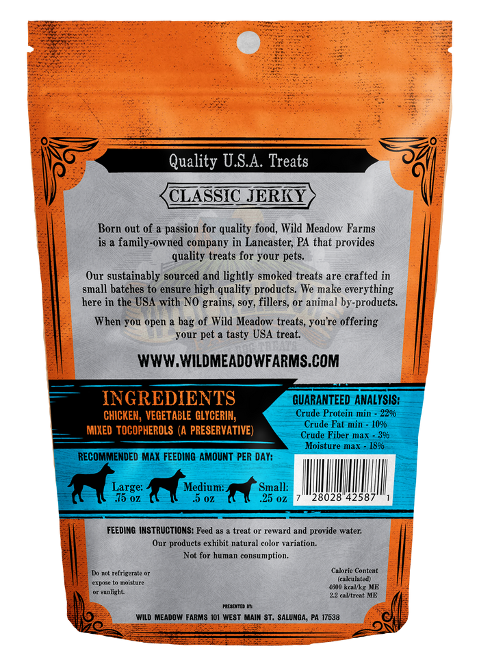 Wild Meadow Farms - Classic Chicken Minis - USA Made Soft Jerky Training Treats for Dogs- 4oz