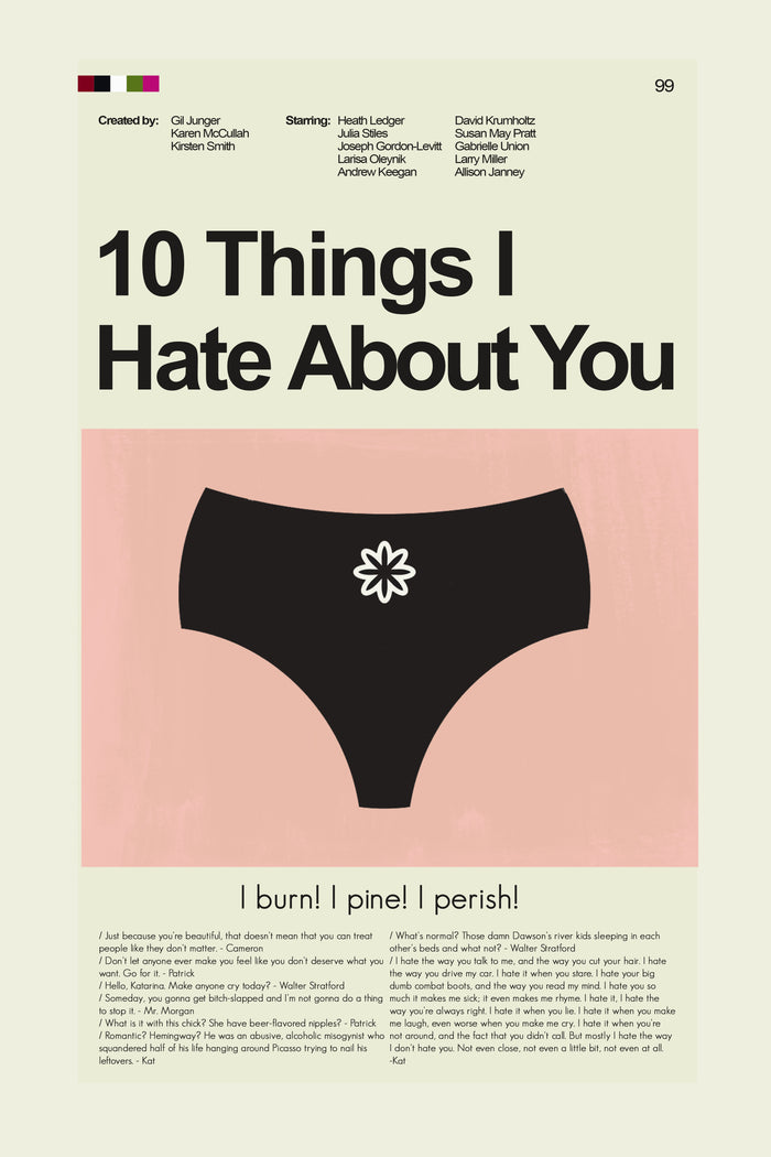 10 Things I Hate About You - Kat's Black Underwear  | 12"x18" or 18"x24" Print only