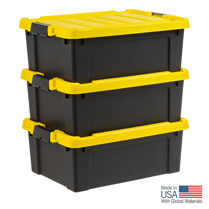 12 Gal. Plastic Storage Bins with Lids, Latching Totes, Heavy Duty Containers 3Pk - IRIS USA