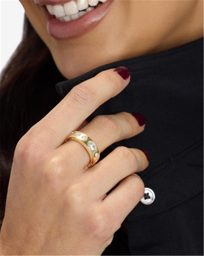 18K Yellow Gold Overlay 'Ashley' Cubic Zirconia Sunset Ring