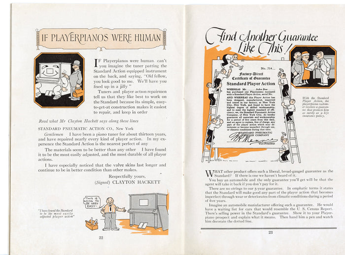 1923 Antique STANDARD PLAYER MONTHLY Promotional Piano Book, Aladdin
