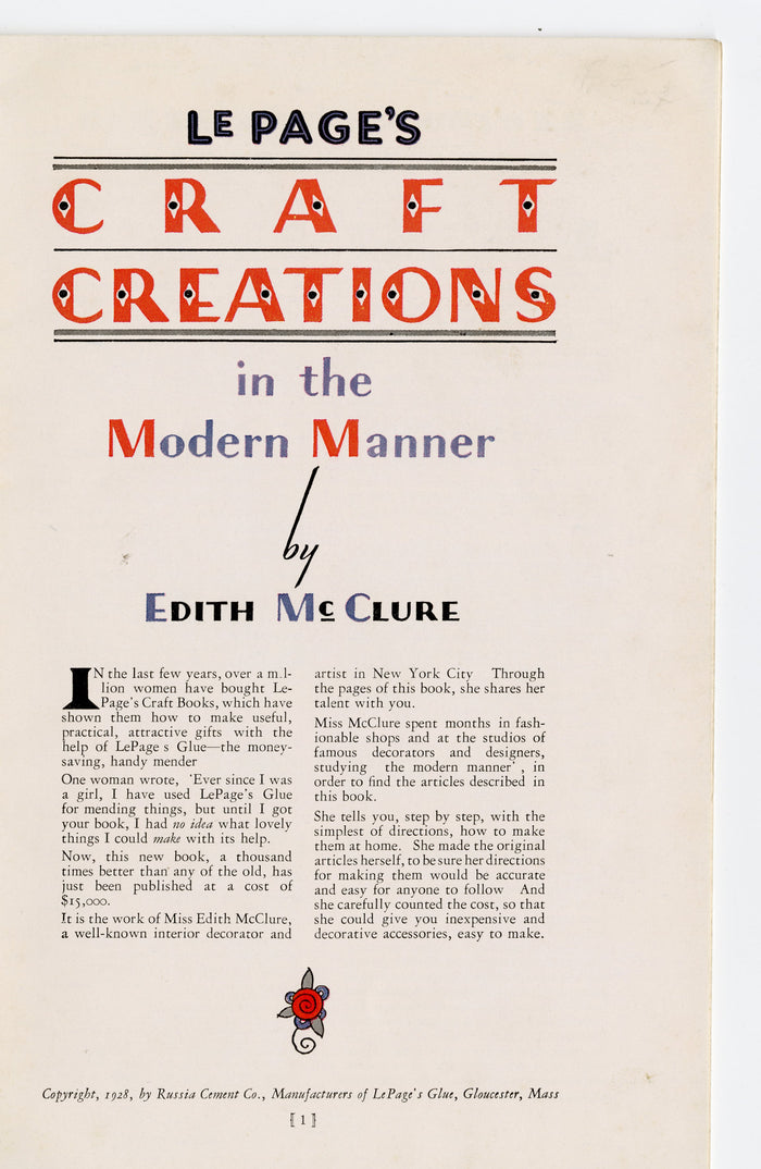 1928 Art Deco Decorating LE PAGE'S CRAFT CREATION IN THE MODERN MANNER Art Book