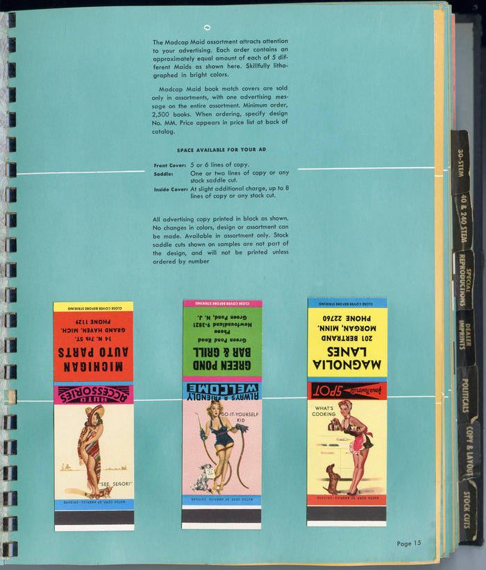 1958 MATCH Corporation of America MATCHBOOK Sample CATALOG, PDF ONLY