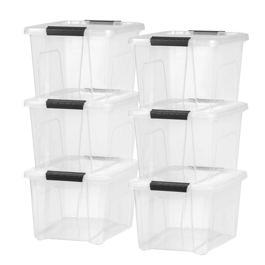 20.5 qt. Buckled Clear Box, Clear, 6-Pack - IRIS USA