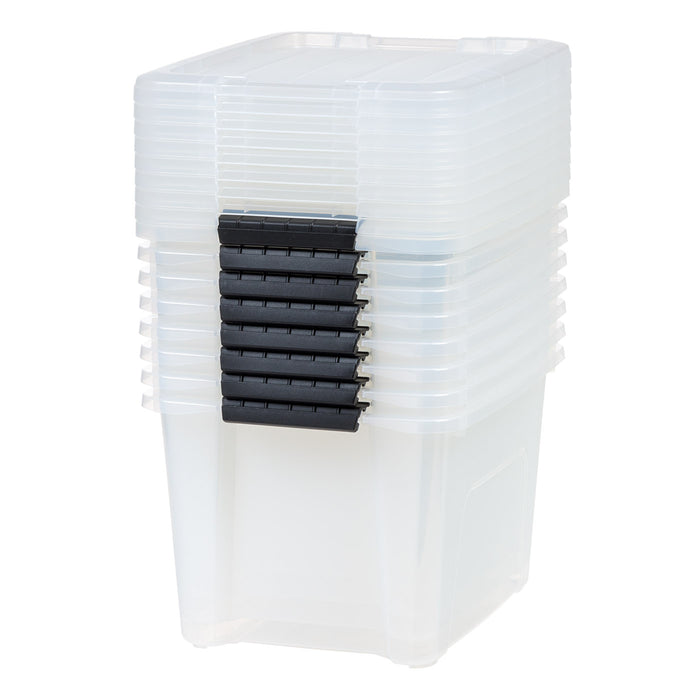 20.5 qt. Buckled Clear Box, Clear, 6-Pack - IRIS USA