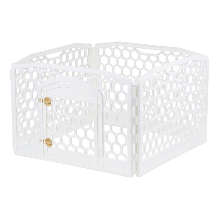 24-inch Exercise Pet Playpen with Door, White - IRIS USA