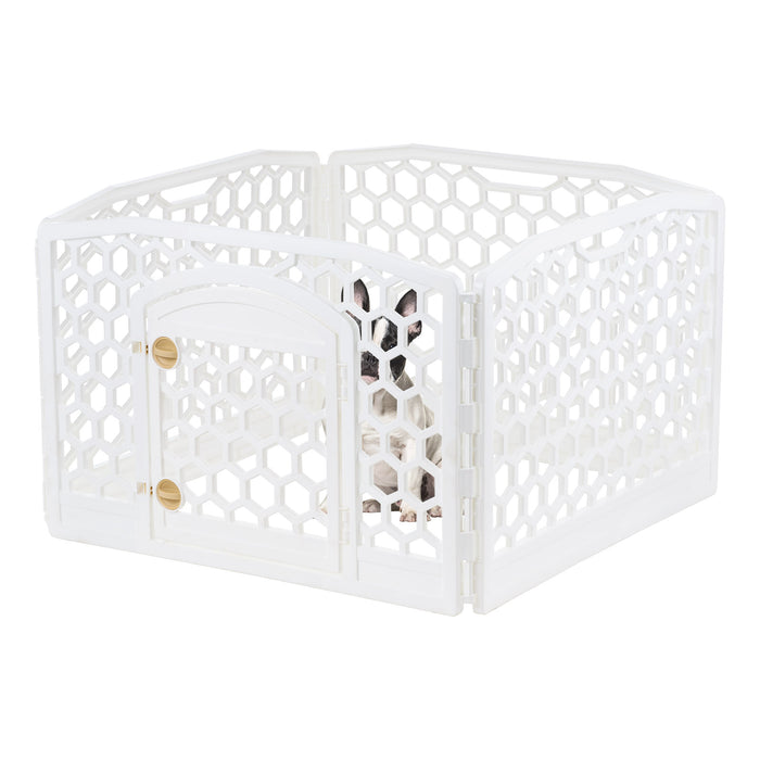 24-inch Exercise Pet Playpen with Door, White - IRIS USA