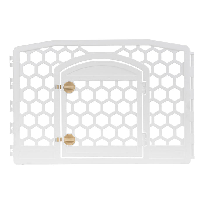 24-inch Exercise Pet Playpen with Door, White - IRIS USA