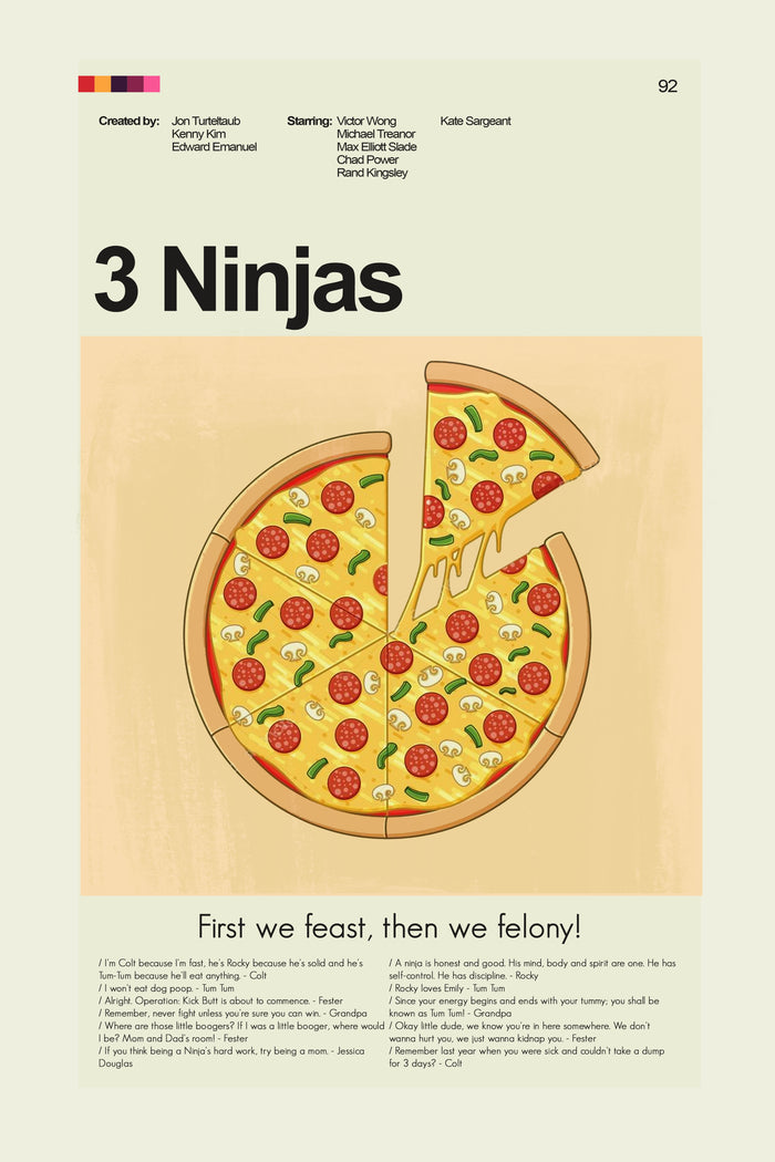 3 Ninjas - The Pizza | 12"x18" or 18"x24" Print Only