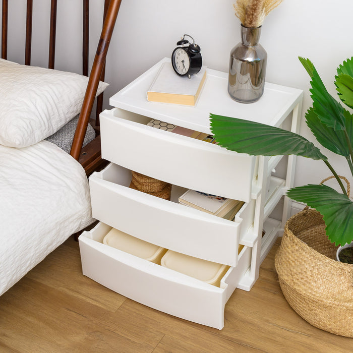 3 Wide Drawer Storage, Organizer Unit for Bedroom, Living Room, White, Set of 2 - IRIS USA