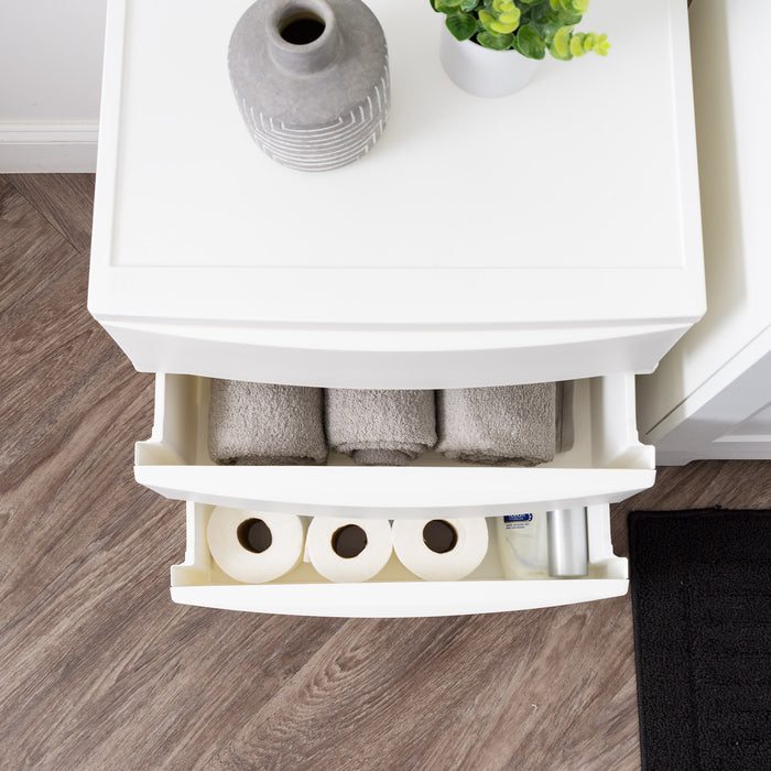 3 Wide Drawer Storage, Organizer Unit for Bedroom, Living Room, White, Set of 2 - IRIS USA