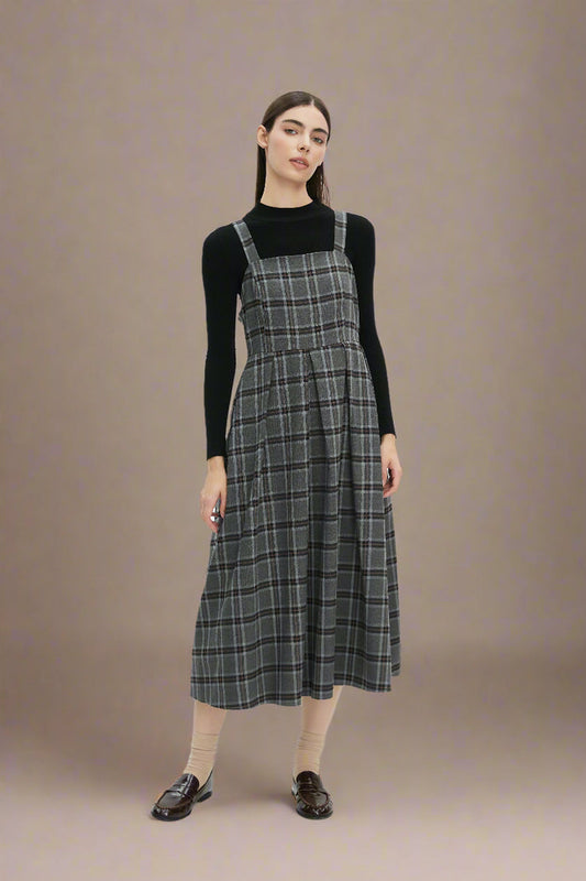 Adah Navy Plaid Dress
