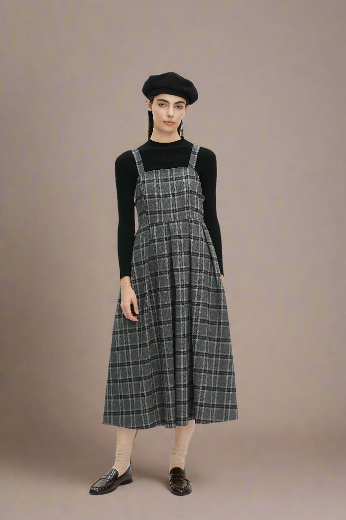 Adah Navy Plaid Dress