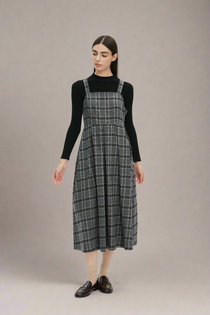 Adah Navy Plaid Dress