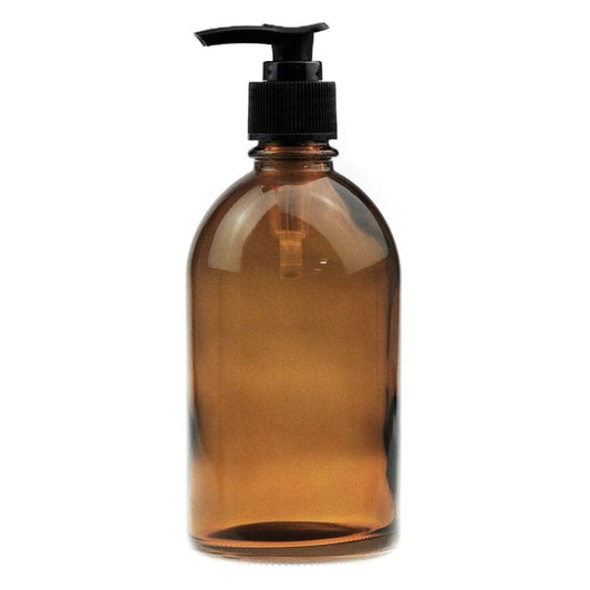 Amber Glass French Pharmacy Bottle with Lotion Pump 250ml