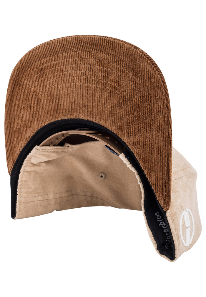 Blackskies-Harthor-Snapback-Cap-Cord-Suede-Beige-Premium-Baseball-Hat-Brim