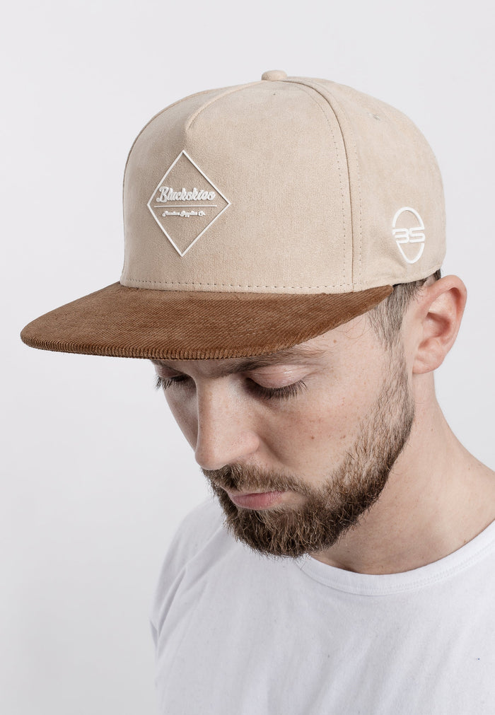 Blackskies-Harthor-Snapback-Cap-Cord-Suede-Beige-Premium-Baseball-Hat-Model