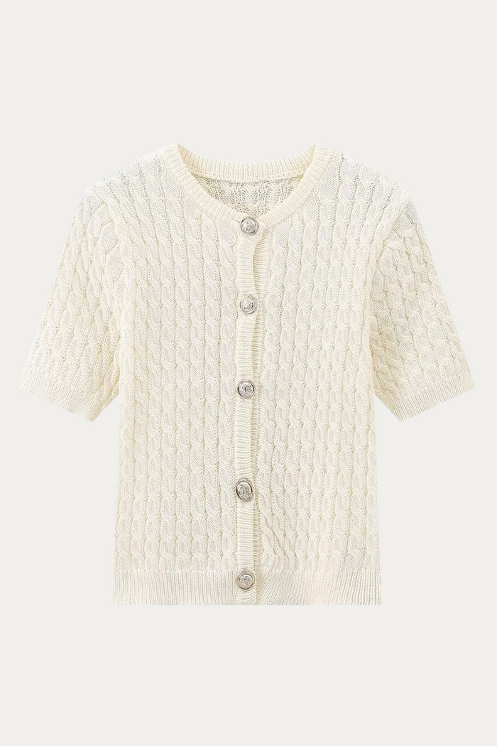 Andrew Cable Knit Short Sleeve Cardigan