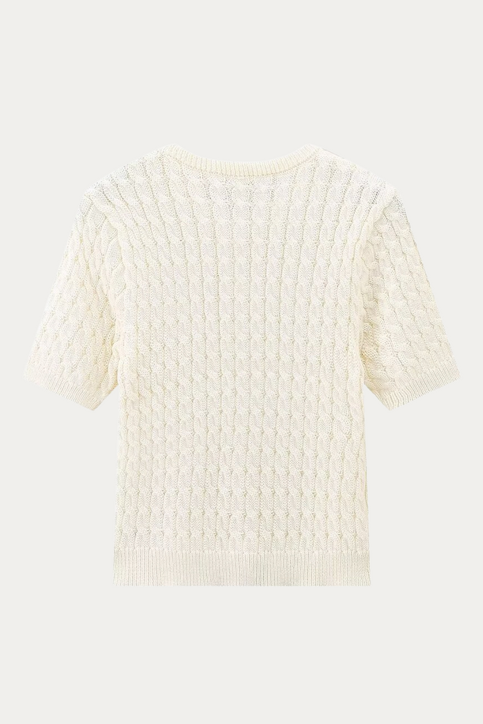 Andrew Cable Knit Short Sleeve Cardigan