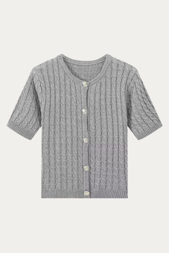Andrew Cable Knit Short Sleeve Cardigan