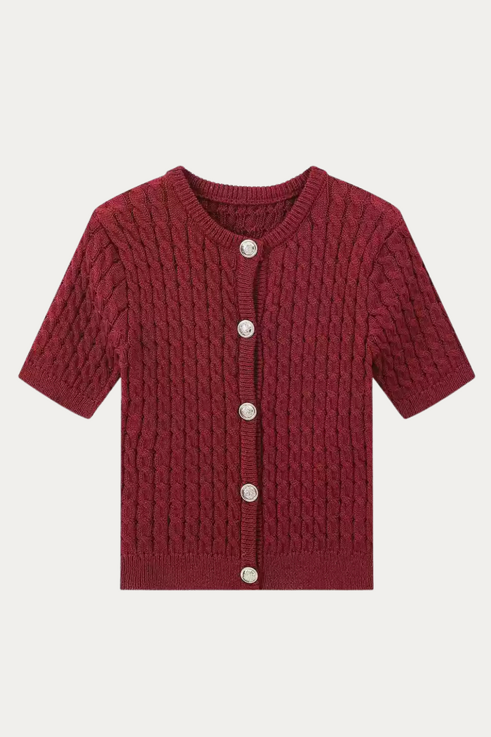 Andrew Cable Knit Short Sleeve Cardigan
