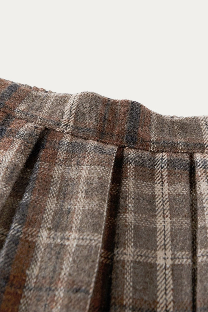 Angelina Plaid Pleated Midi Skirt - DAStyle
