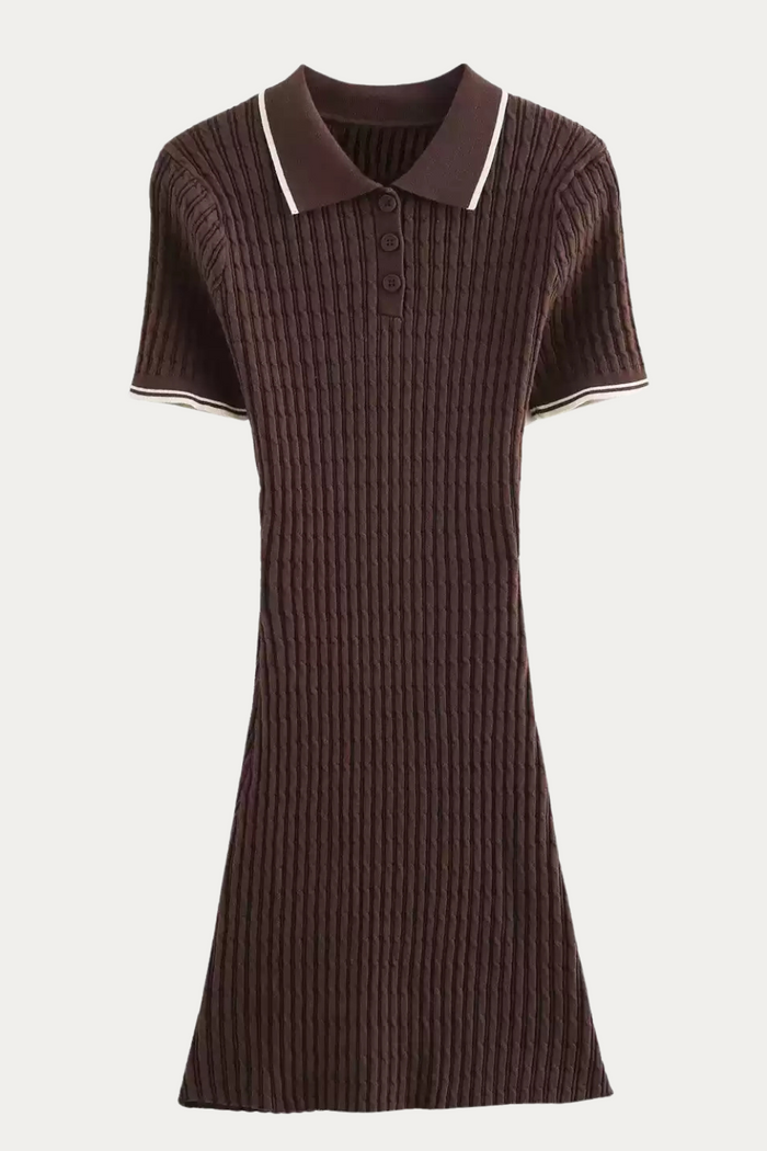 Angelo Brown Knit Mini Dress