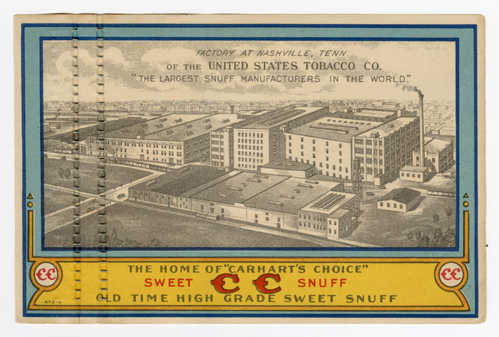 Antique CARHART'S SCOTCH SNUFF Promotional Needle Book Card, Factory