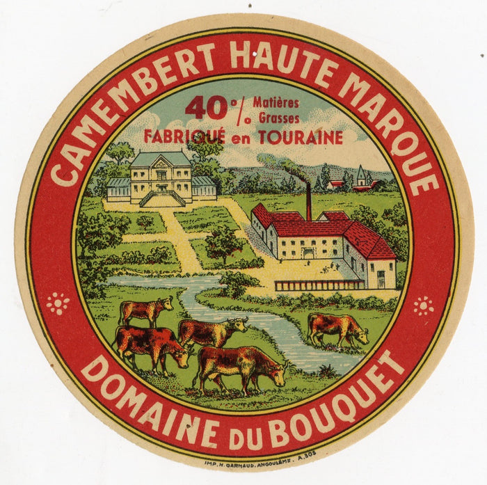 001 Antique, Unused, French Camembert Haute Marque Cheese Label, Factory, Two Available